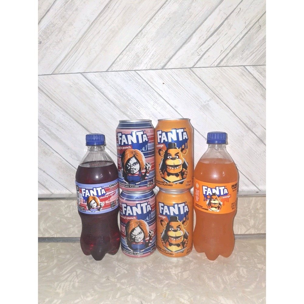 Chucky's Punch Fanta 20 oz Bottle Five Nights Freddy's Horror Cans Halloween Lot
